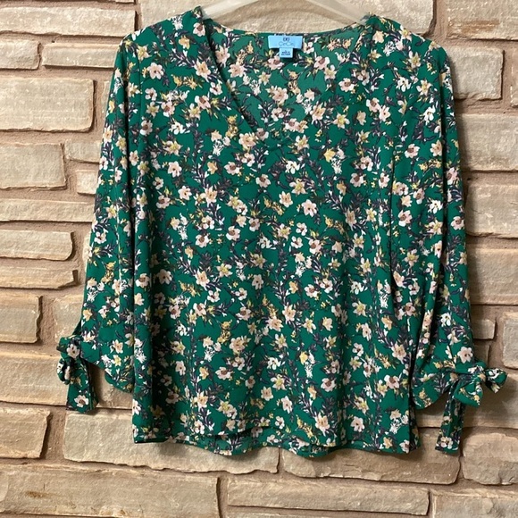 Cece Womens Textured Tie Sleeve V neck Blouse Size L - Picture 2 of 8